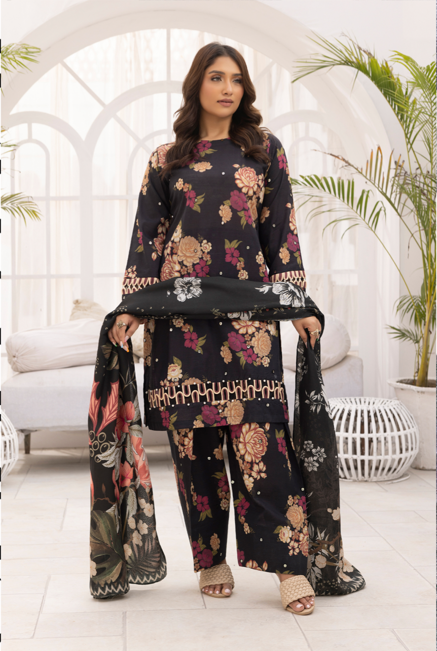 Black 'Bliss' Khaddar Ladies Suit