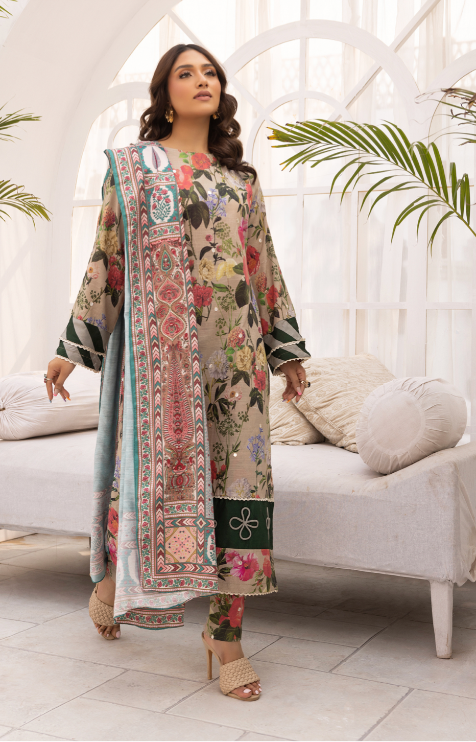 Light Brown Gold 'Bliss' Khaddar Ladies Suit
