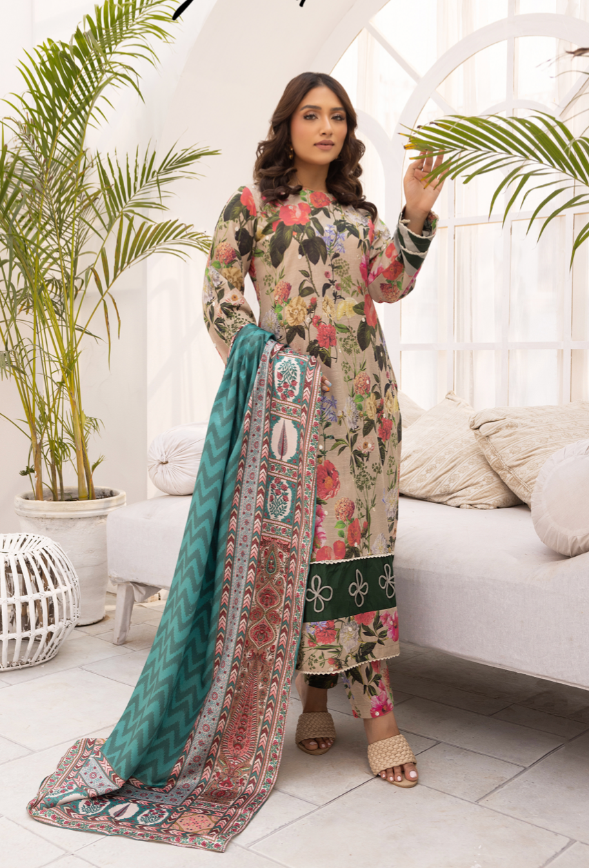 Light Brown Gold 'Bliss' Khaddar Ladies Suit