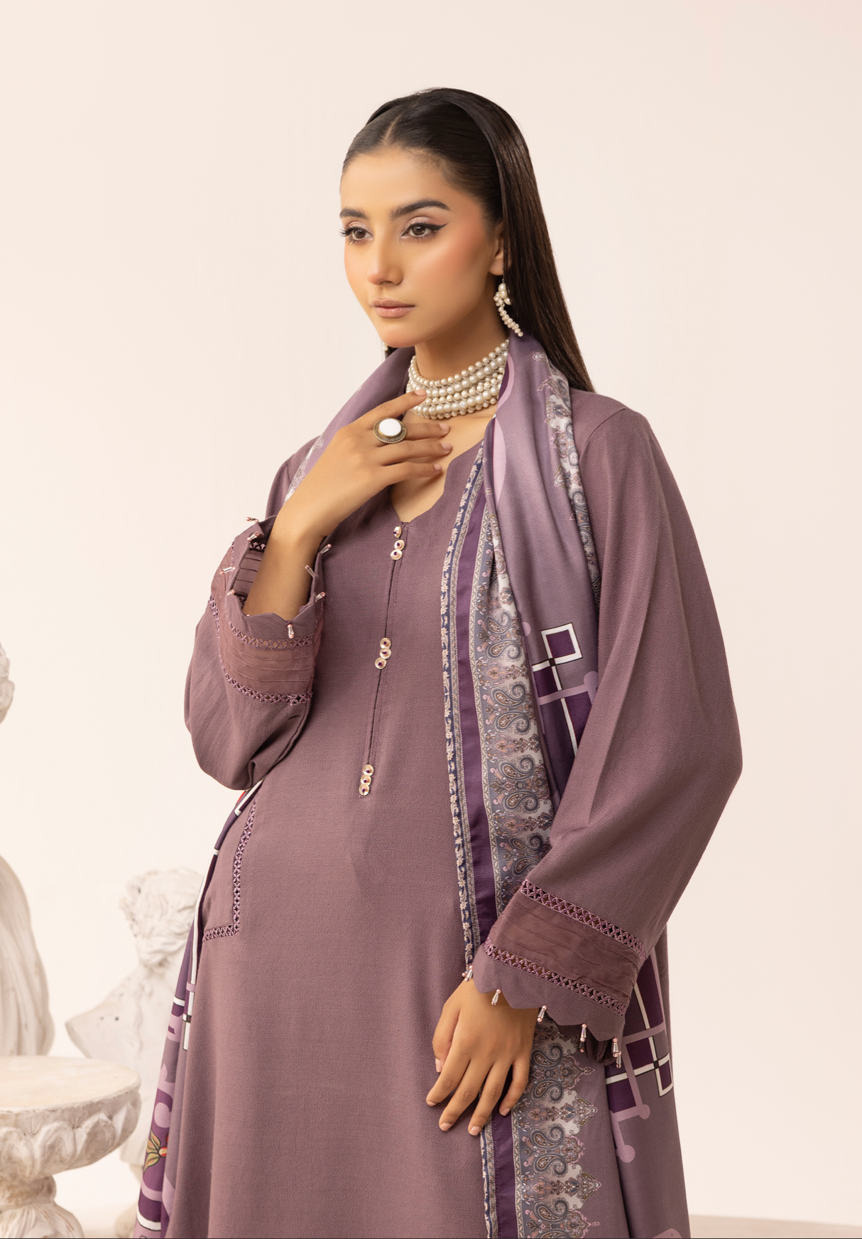 Dark Purple 'Sophia B' Dhanak Ladies Suit