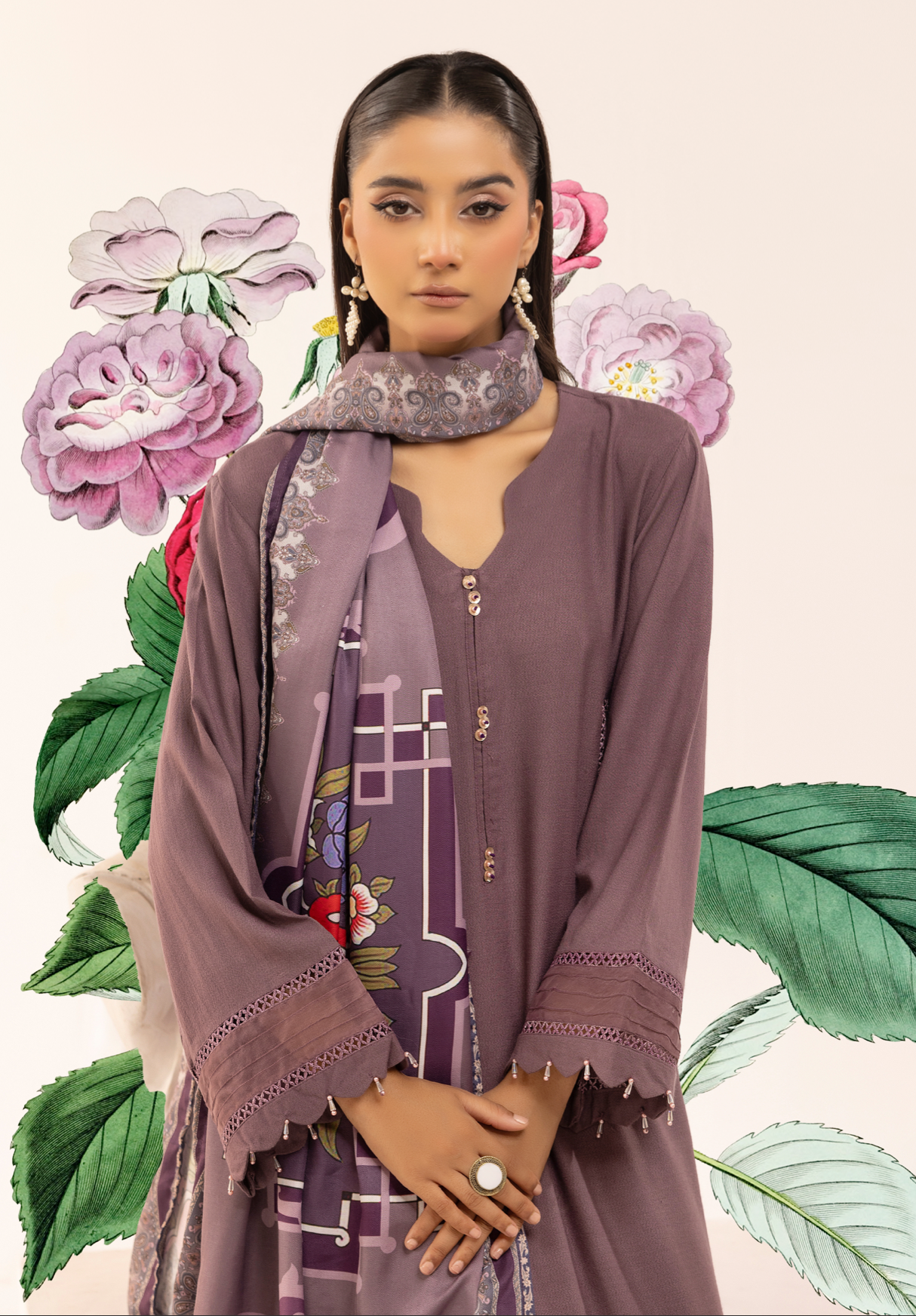 Dark Purple 'Sophia B' Dhanak Ladies Suit