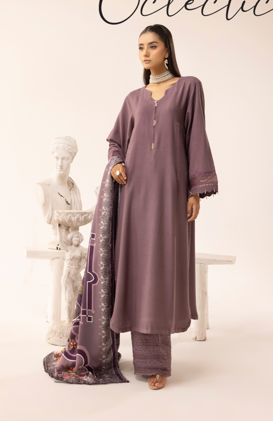 Dark Purple 'Sophia B' Dhanak Ladies Suit