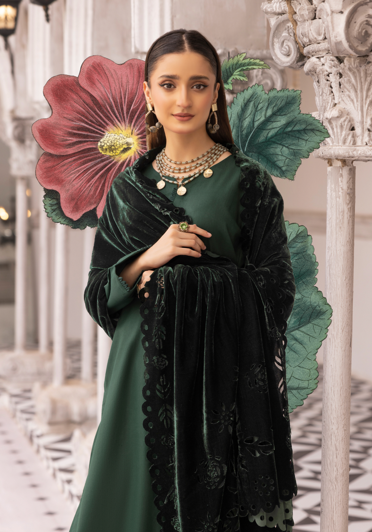 Dark Green 'Sapna' Dhanak Ladies Suit