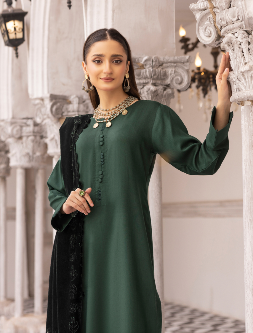 Dark Green 'Sapna' Dhanak Ladies Suit