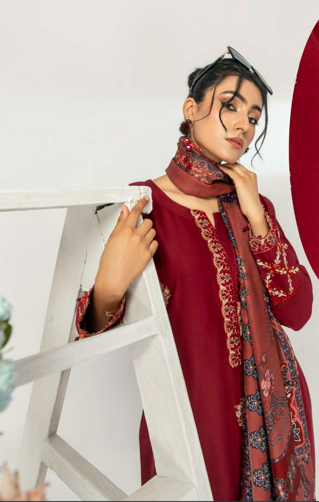 Maroon 'Alpine Luxe' Dhanak Ladies Suit