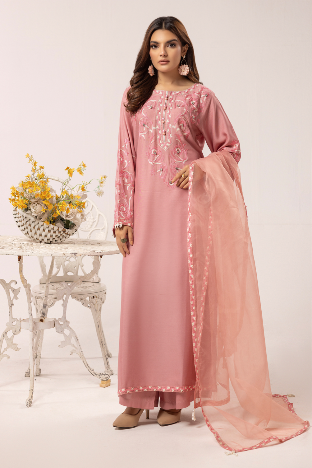 Pink 'Florence' Linen Ladies Suit