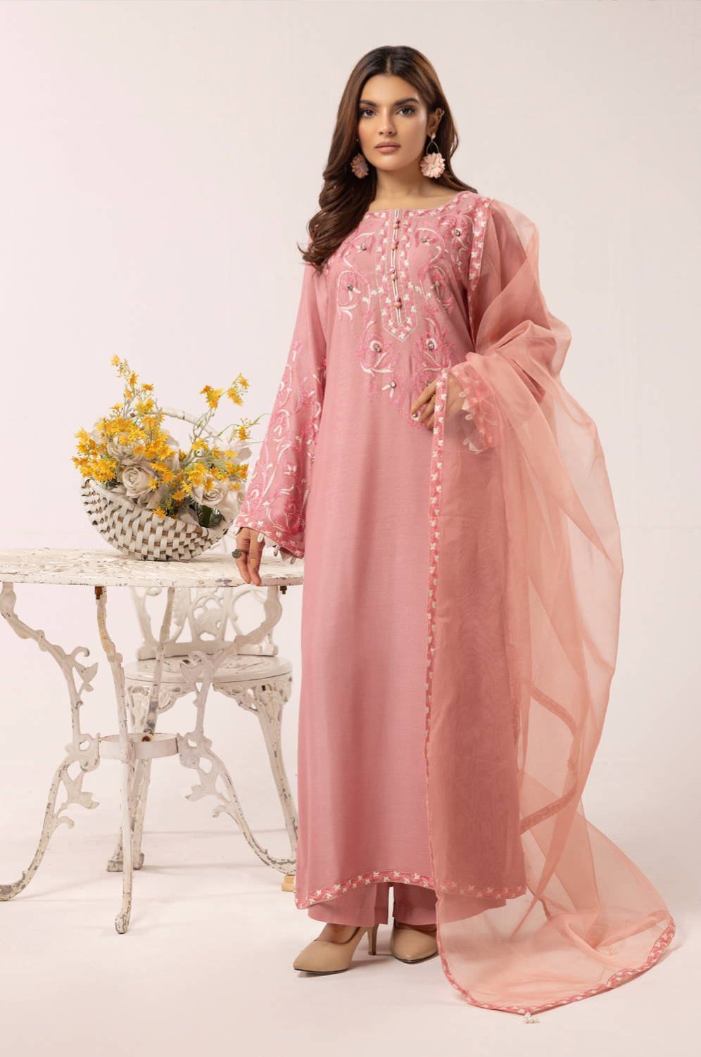 Pink 'Florence' Linen Ladies Suit