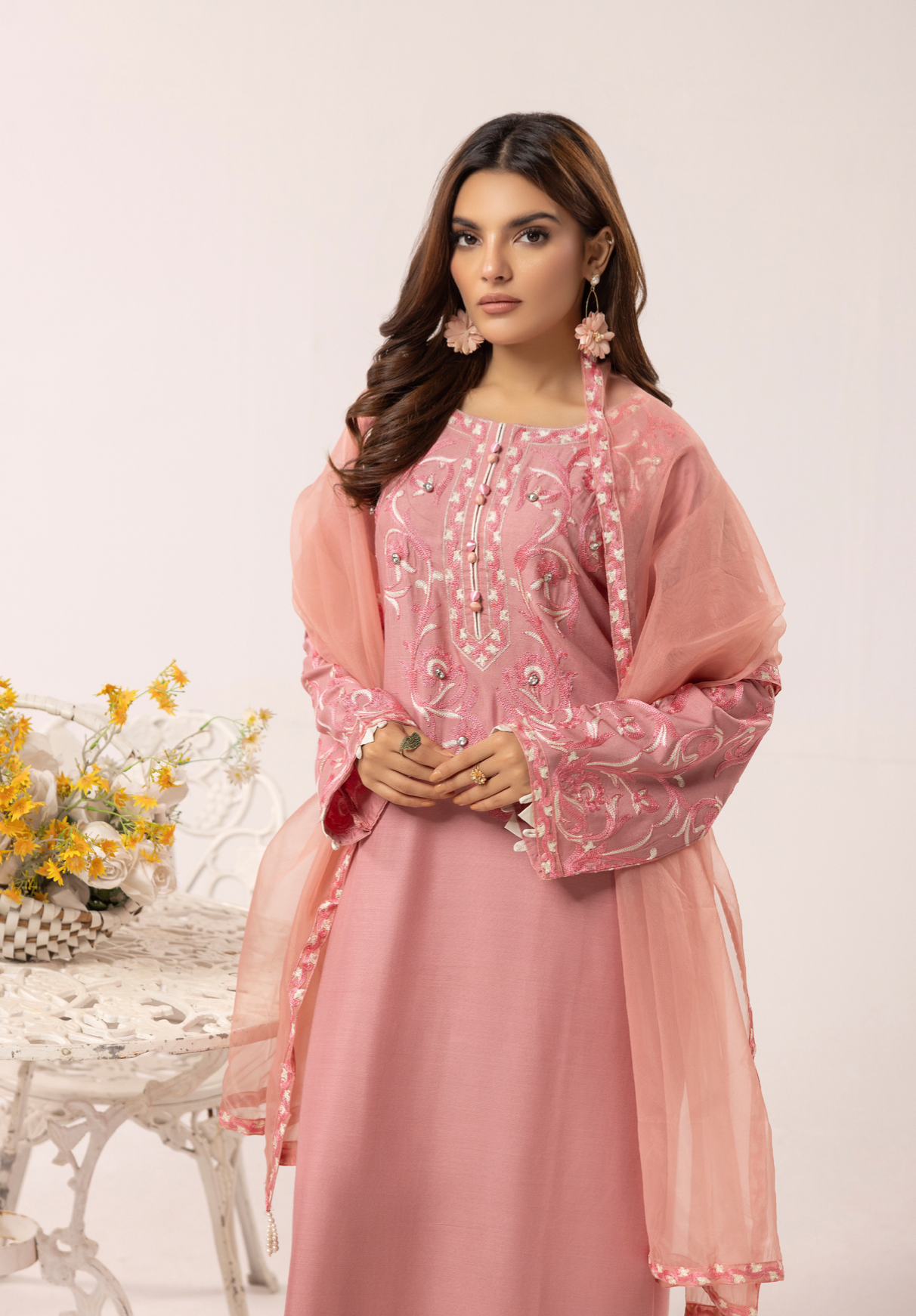 Pink 'Florence' Linen Ladies Suit