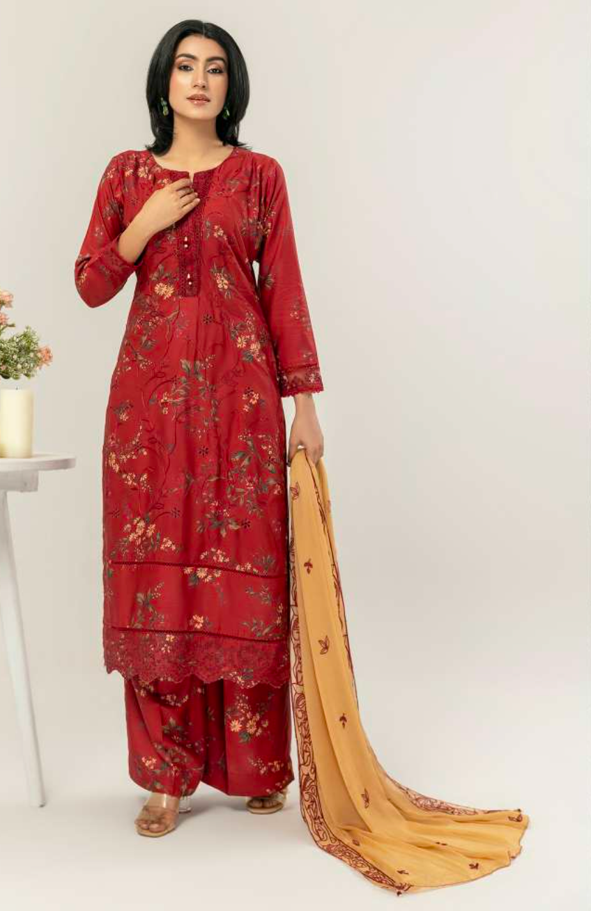 Red 'Gullposh' Linen Ladies Suit