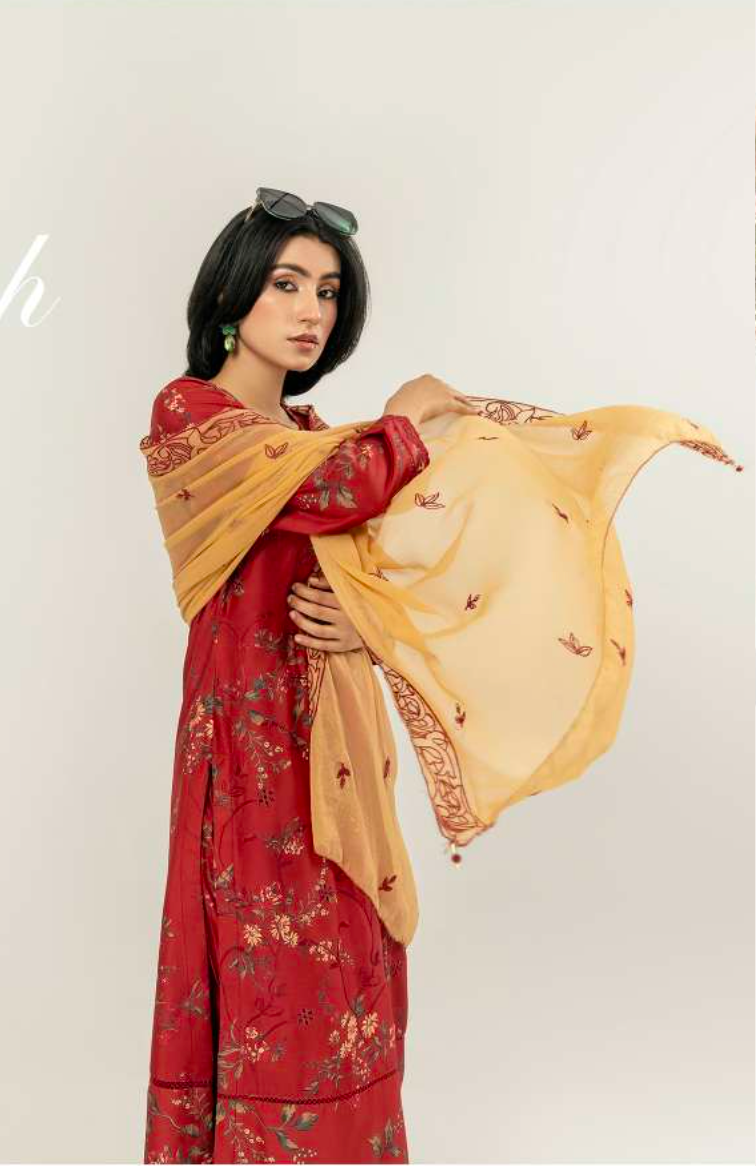 Red 'Gullposh' Linen Ladies Suit