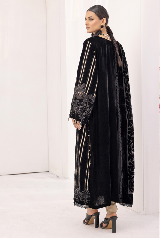 Black and Gold Maria B Design Velvet Ladies Suit