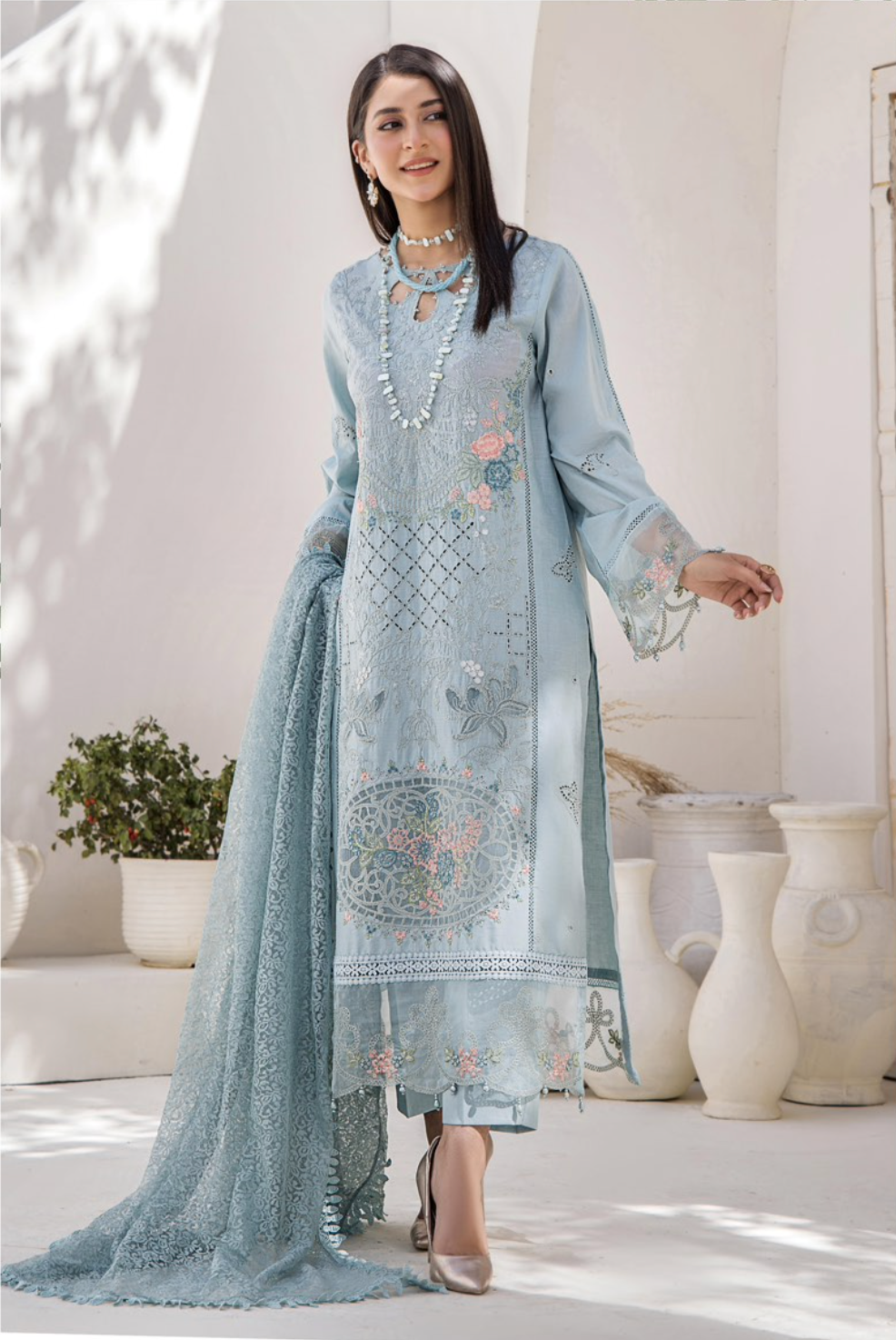 Blue Maria B Design Cotton Ladies Suit