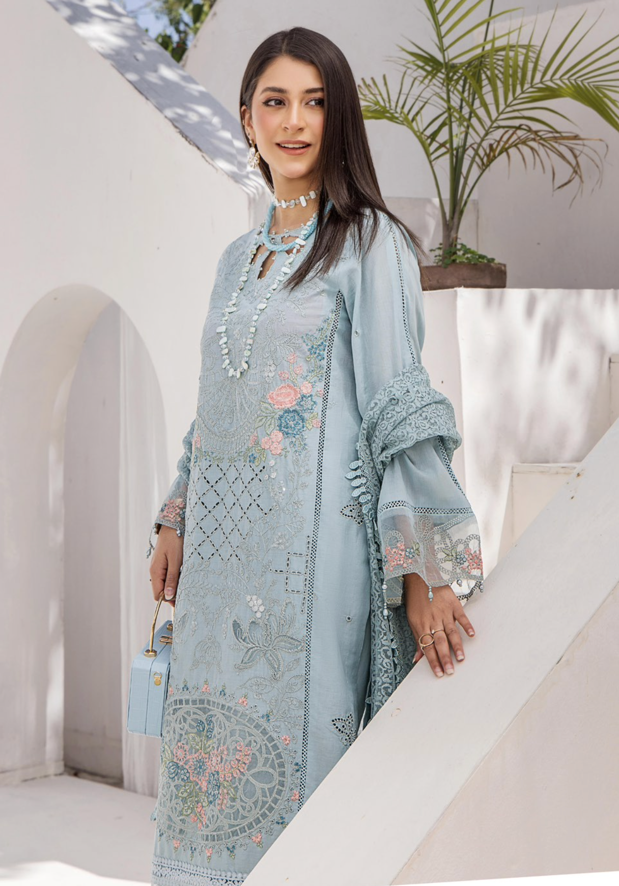 Blue Maria B Design Cotton Ladies Suit