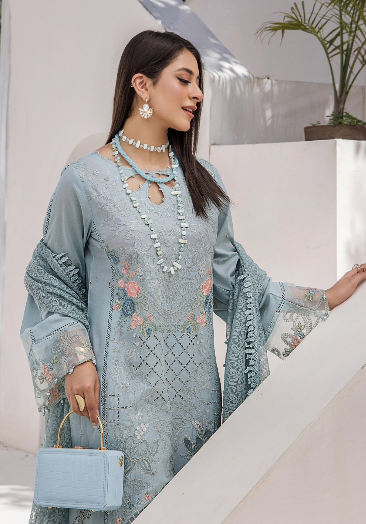 Blue Maria B Design Cotton Ladies Suit
