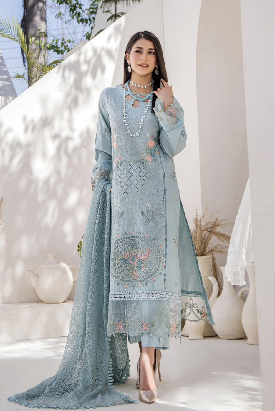 Blue Maria B Design Cotton Ladies Suit
