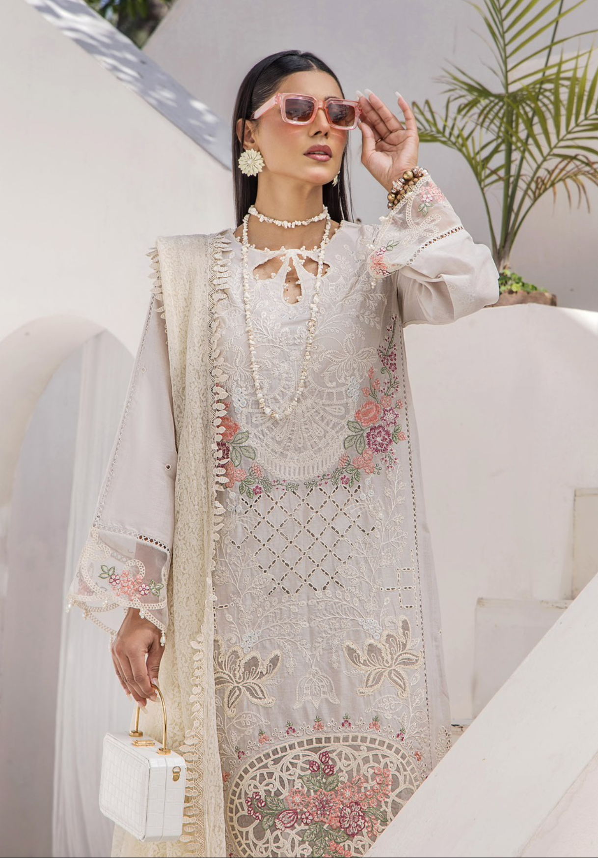 Light Beige Cream Maria B Design Cotton Ladies Suit