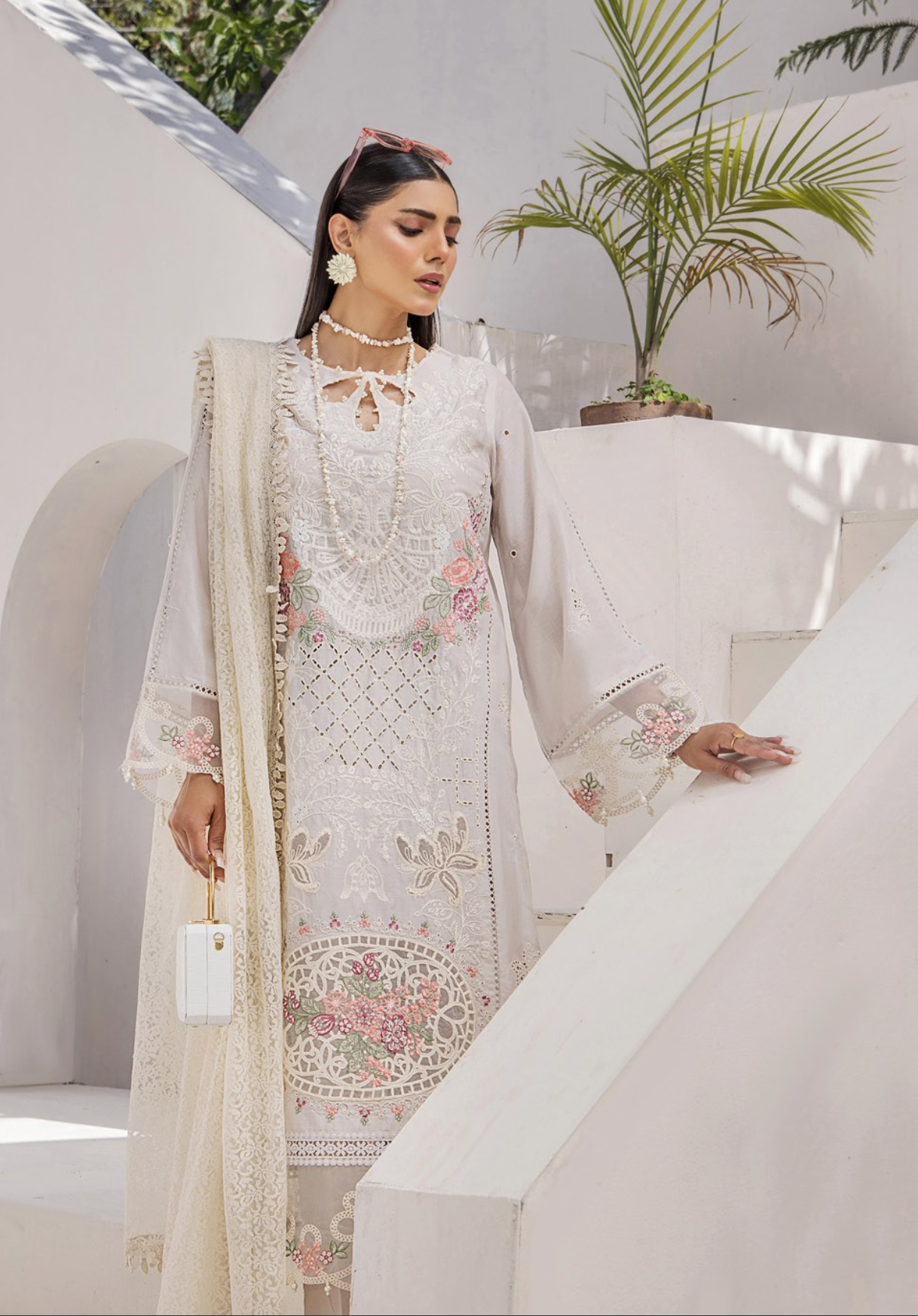 Light Beige Cream Maria B Design Cotton Ladies Suit