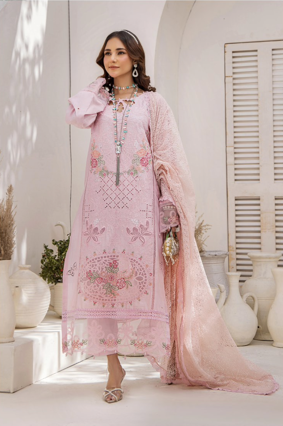 Pink Maria B Design Cotton Ladies Suit