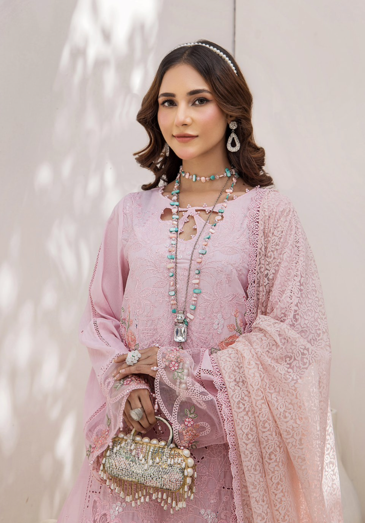 Pink Maria B Design Cotton Ladies Suit