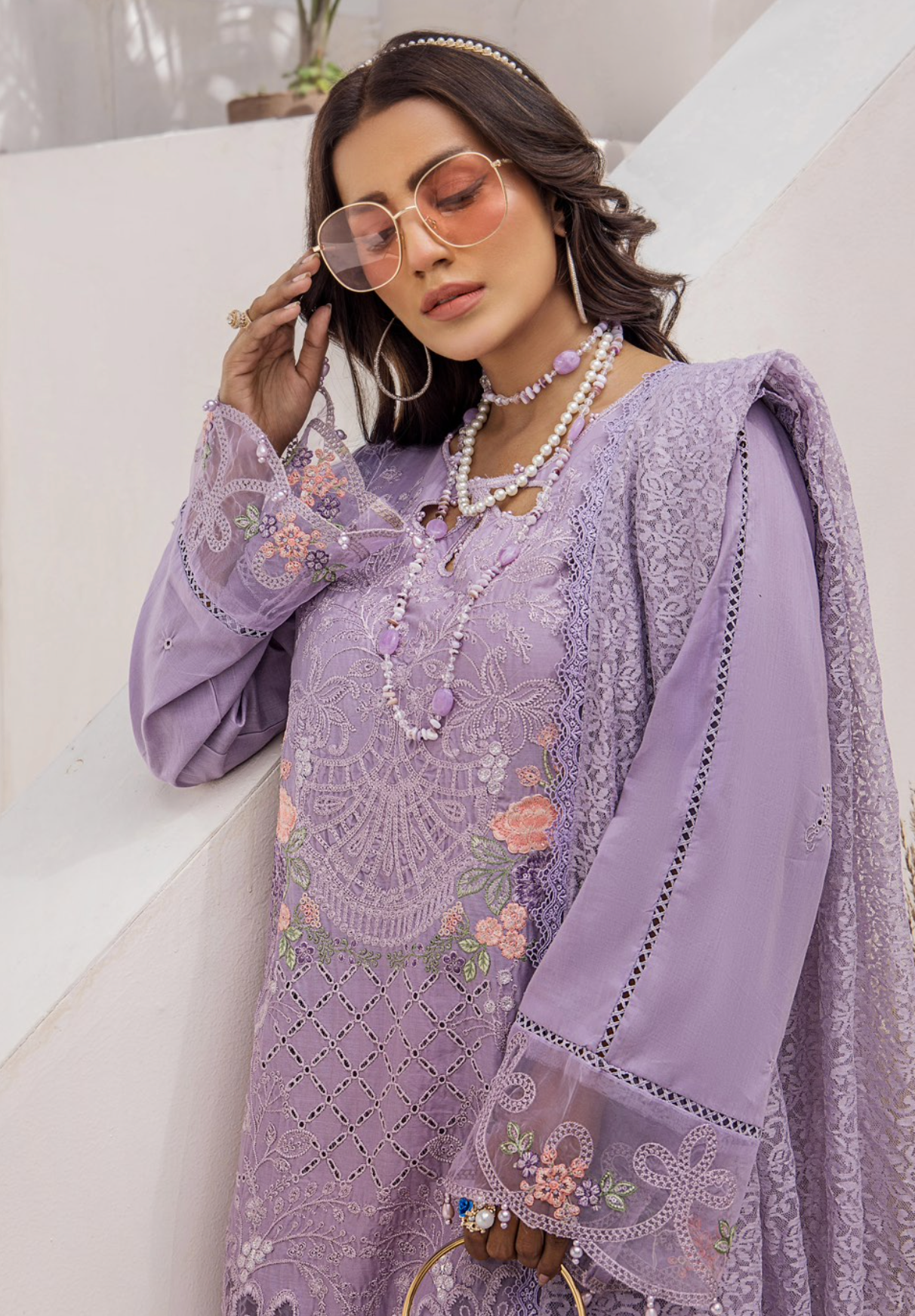 Lilac Purple Maria B Design Cotton Ladies Suit