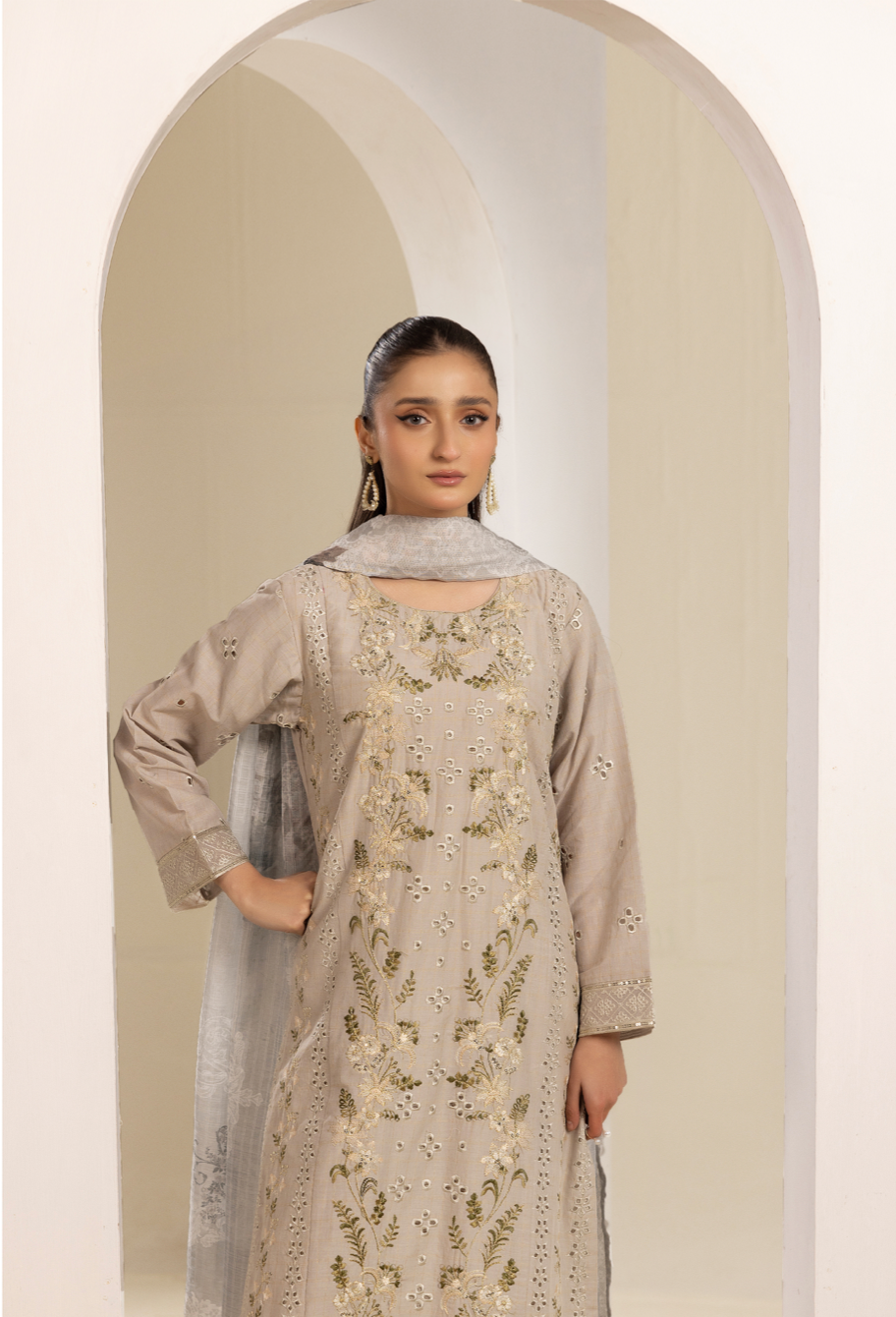 Light Grey 'Senorita Lux' Cotton Ladies Suit