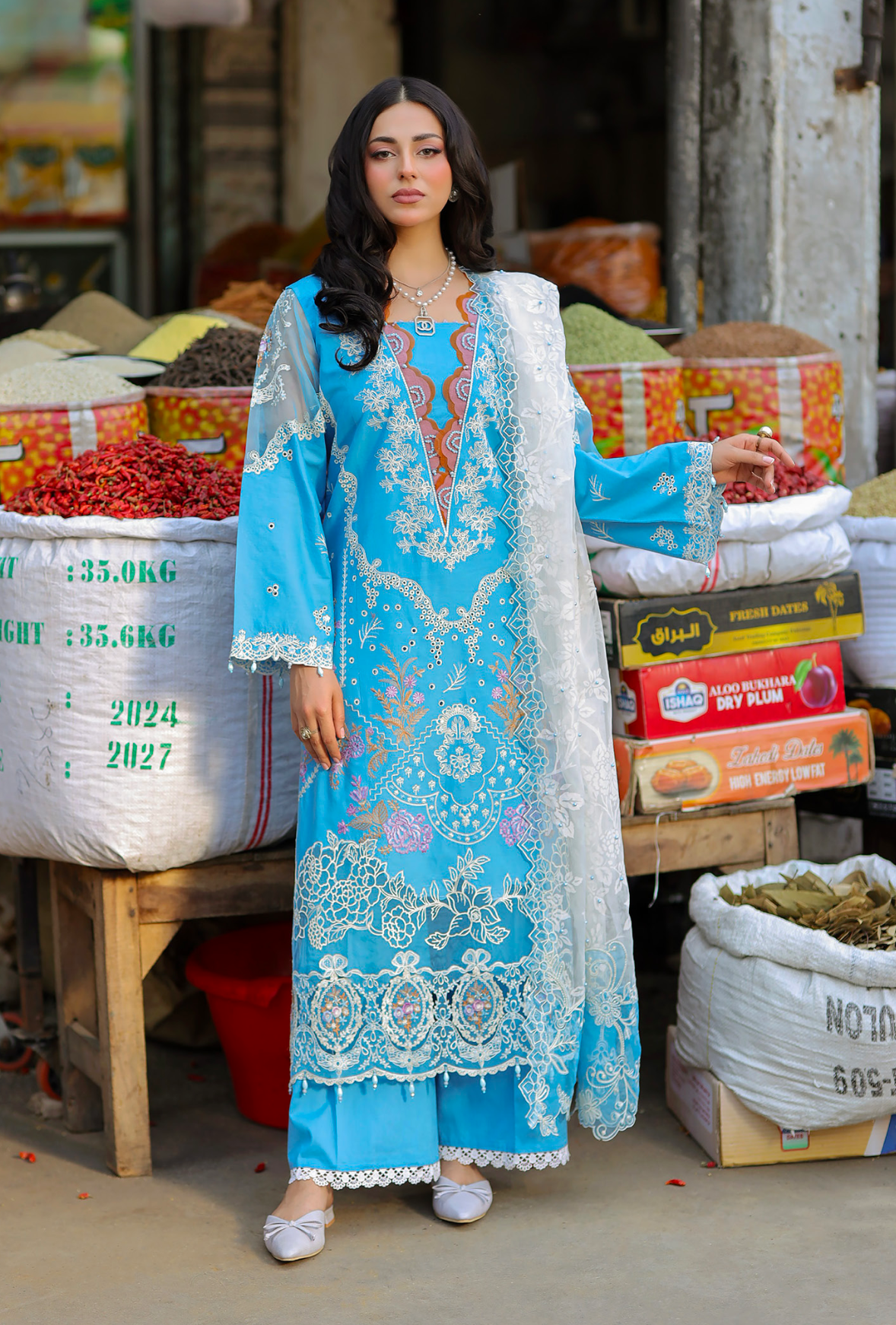Blue 'Bazar Kahani' Cotton Ladies Suit