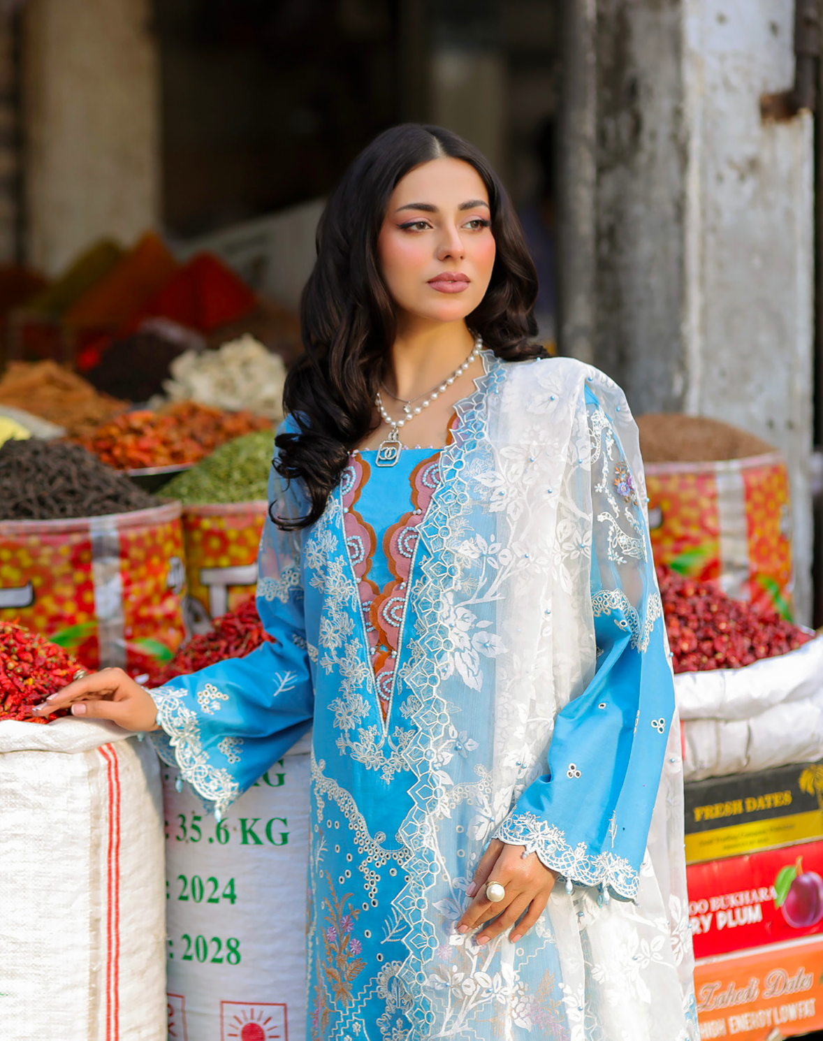 Blue 'Bazar Kahani' Cotton Ladies Suit