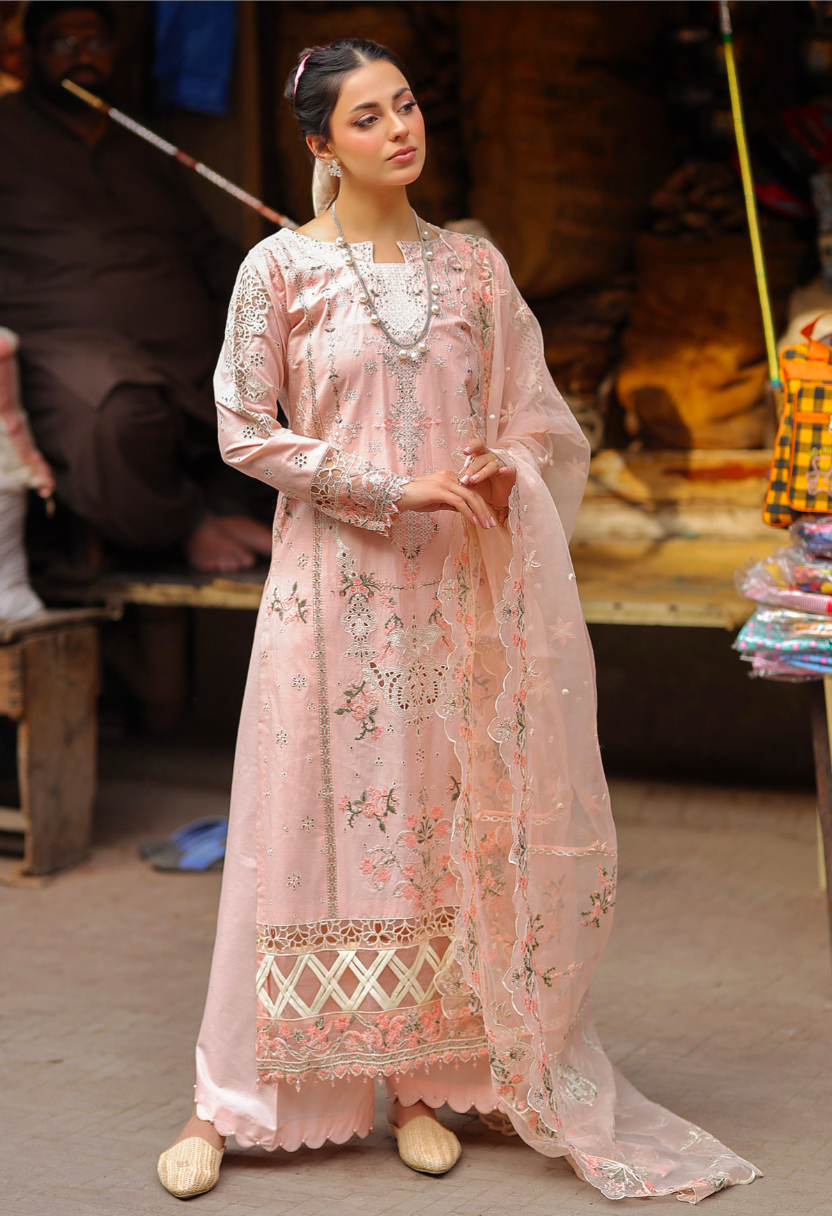 Nude Pink 'Bazar Kahani' Cotton Ladies Suit