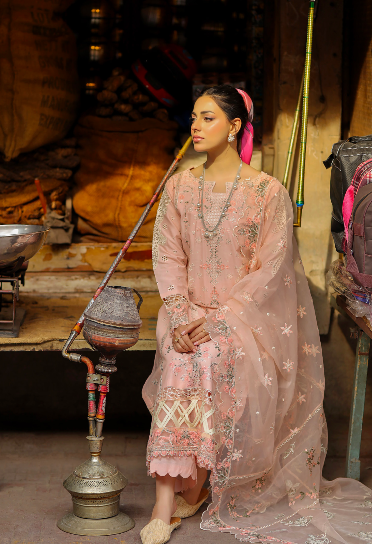 Nude Pink 'Bazar Kahani' Cotton Ladies Suit