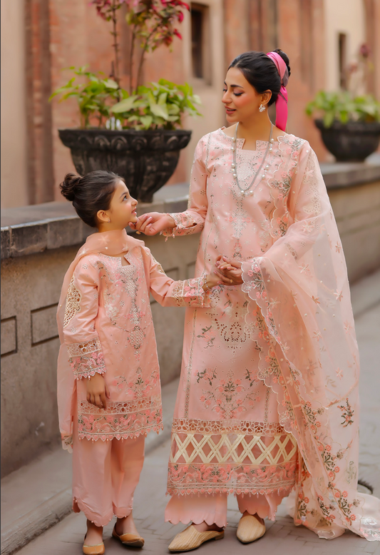 Nude Pink 'Bazar Kahani' Cotton Girls Suit