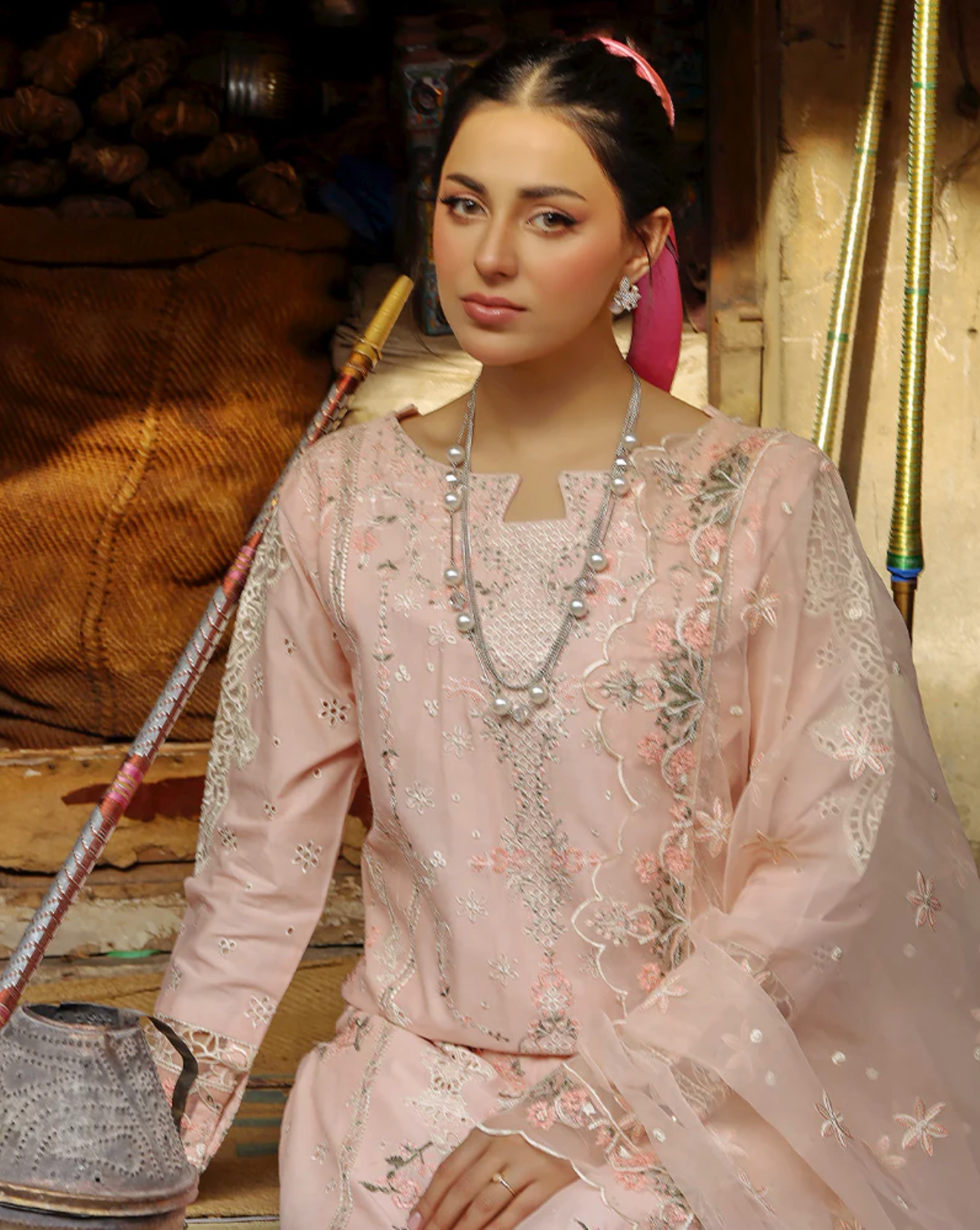 Nude Pink 'Bazar Kahani' Cotton Ladies Suit