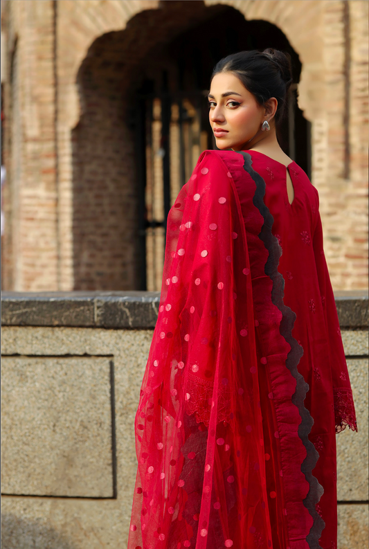 Maroon Red 'Bazar Kahani' Cotton Ladies Suit