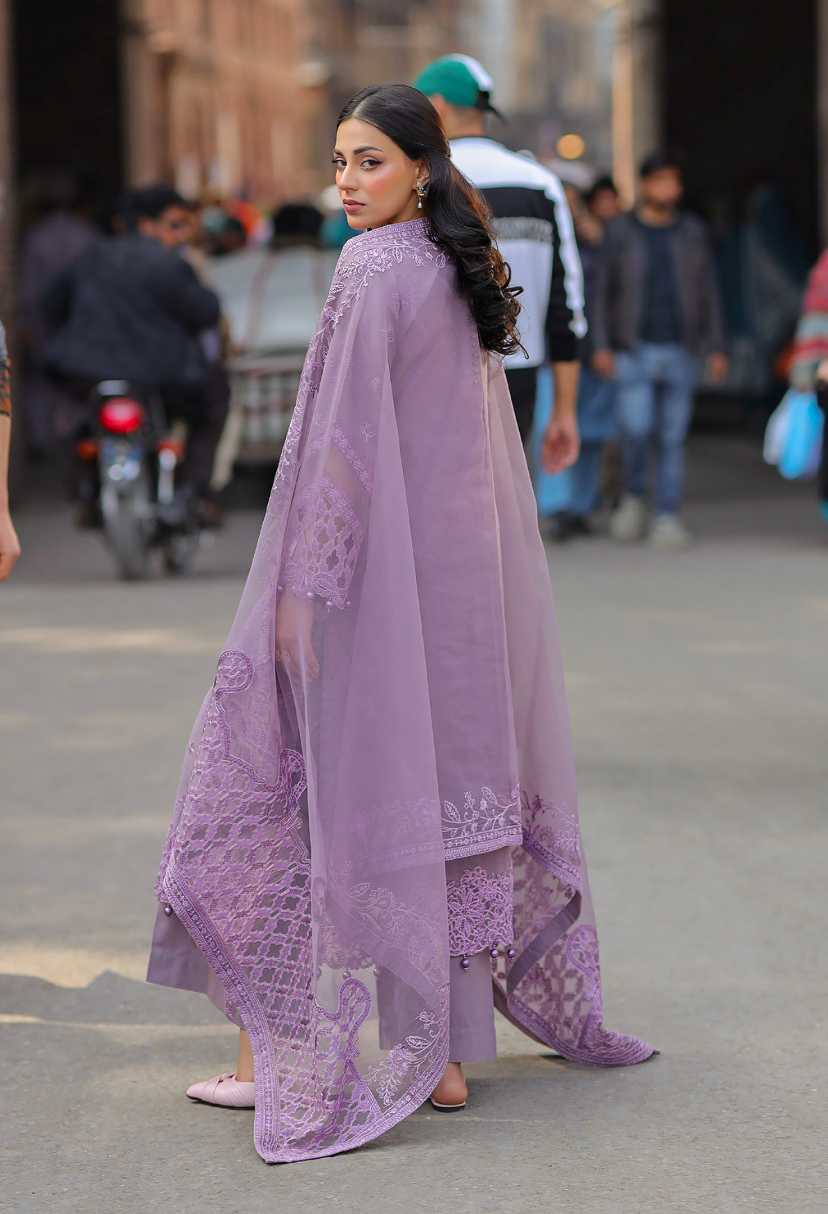Lilac Purple 'Bazar Kahani' Cotton Ladies Suit