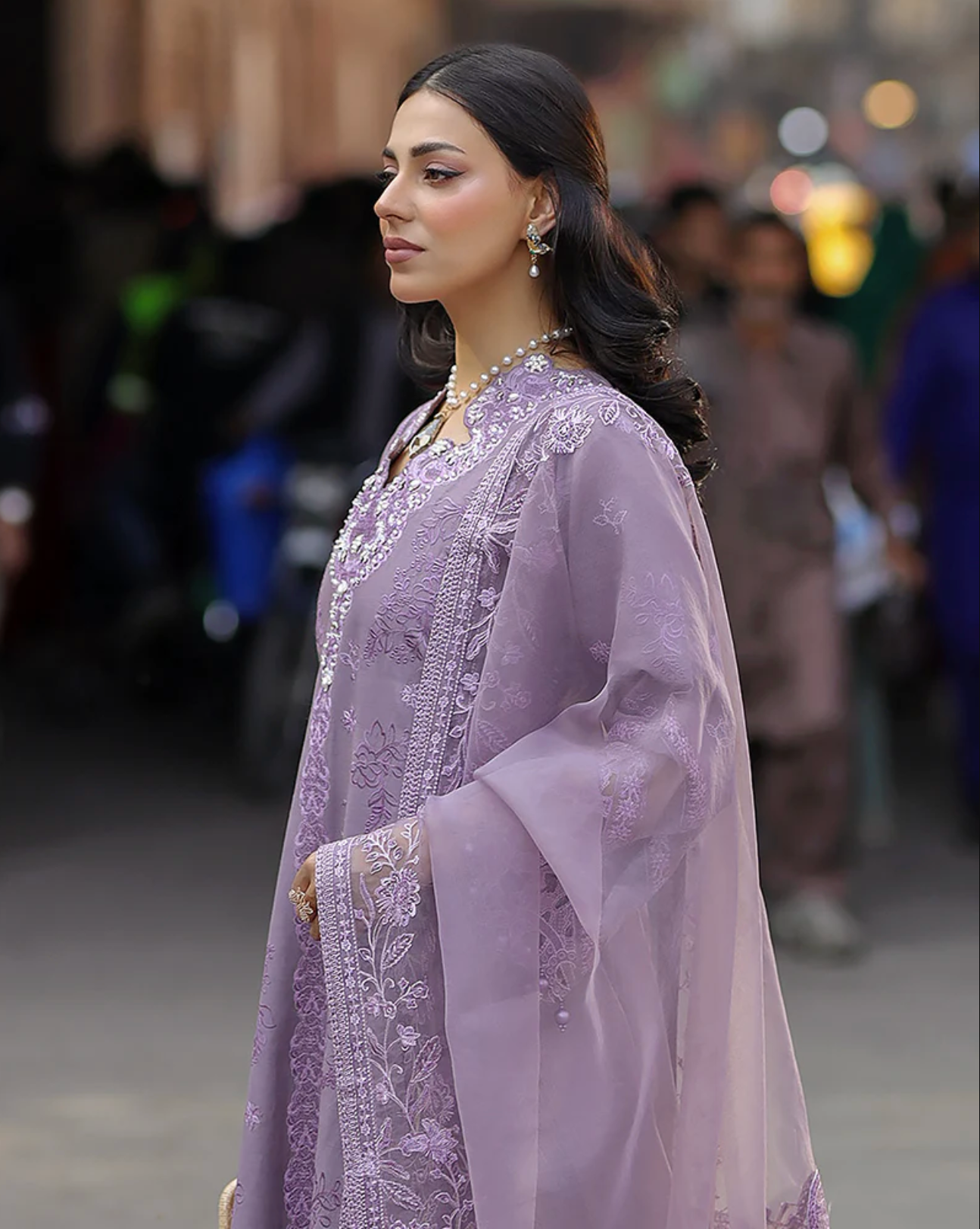 Lilac Purple 'Bazar Kahani' Cotton Ladies Suit