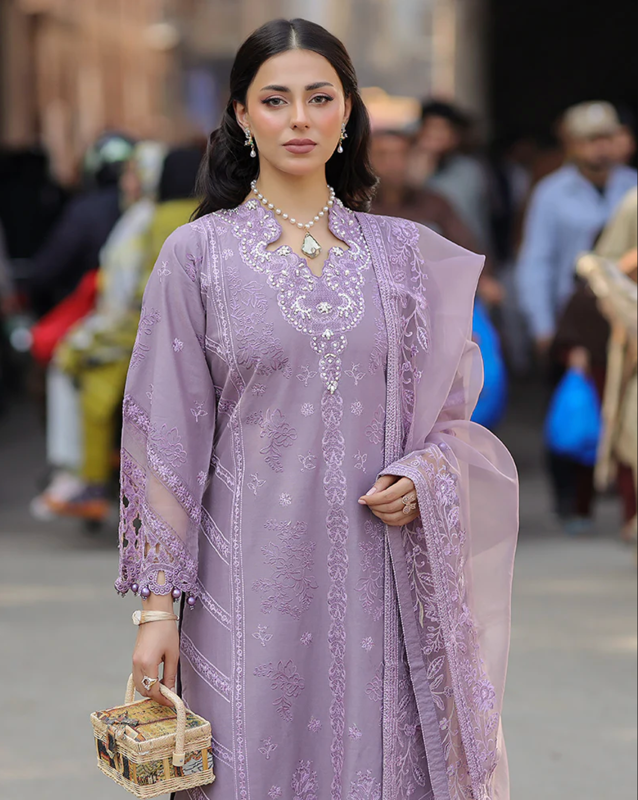 Lilac Purple 'Bazar Kahani' Cotton Ladies Suit