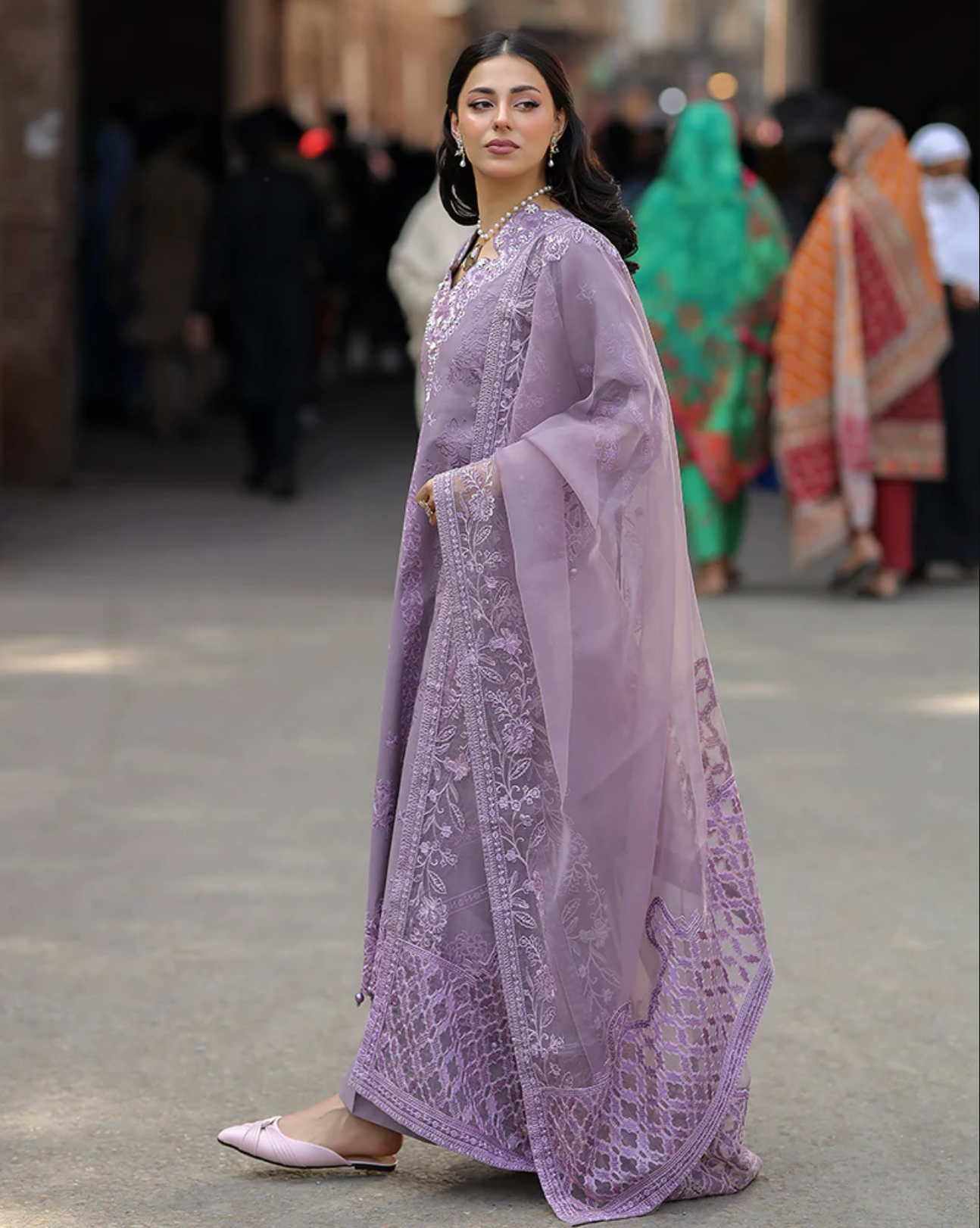 Lilac Purple 'Bazar Kahani' Cotton Ladies Suit