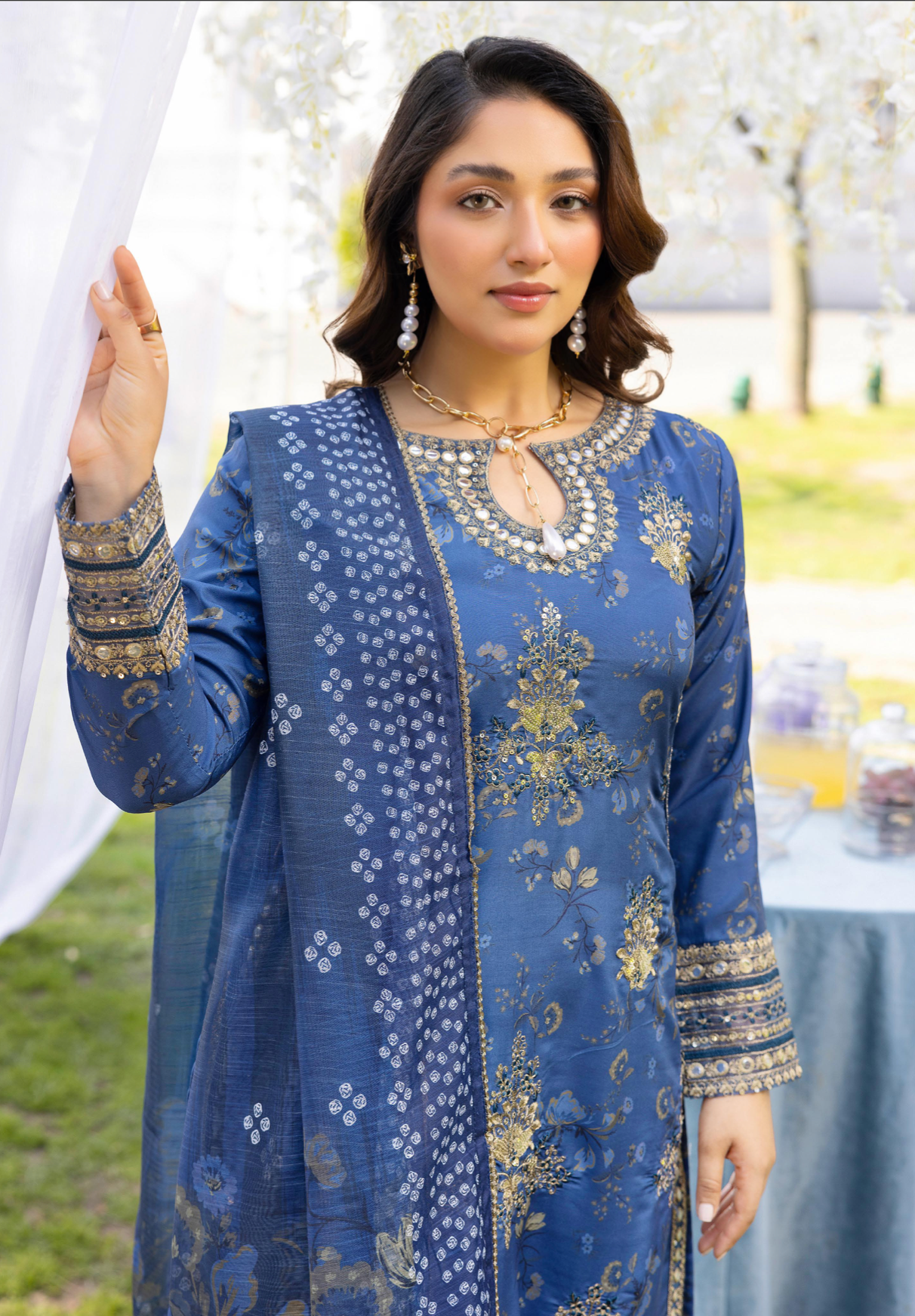 Blue 'Daisy' Viscose Ladies Suit