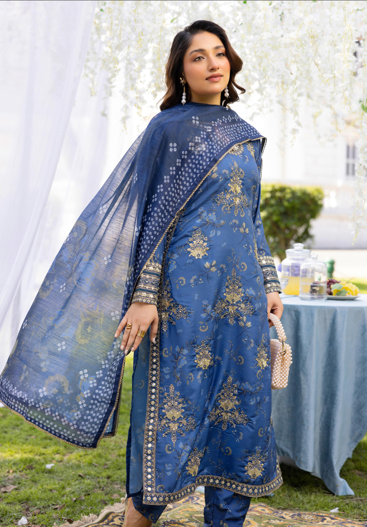 Blue 'Daisy' Viscose Ladies Suit