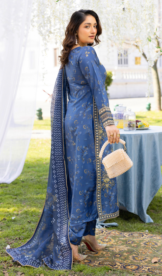 Blue 'Daisy' Viscose Ladies Suit