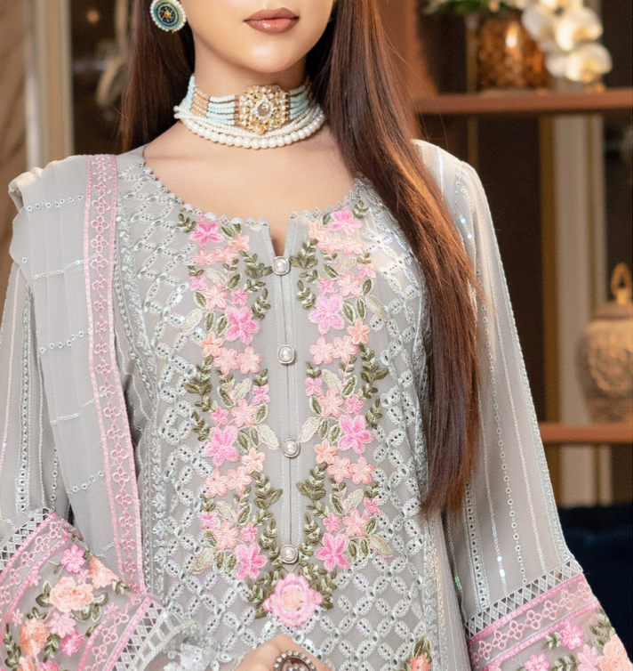 Grey Munira Designer Chiffon Ladies Suit