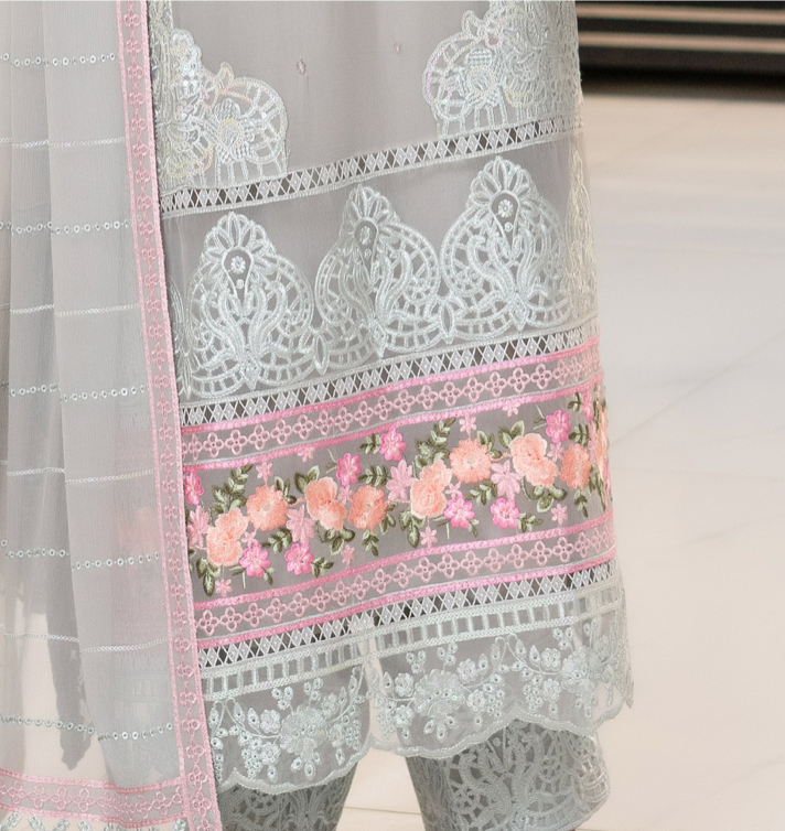 Grey Munira Designer Chiffon Ladies Suit