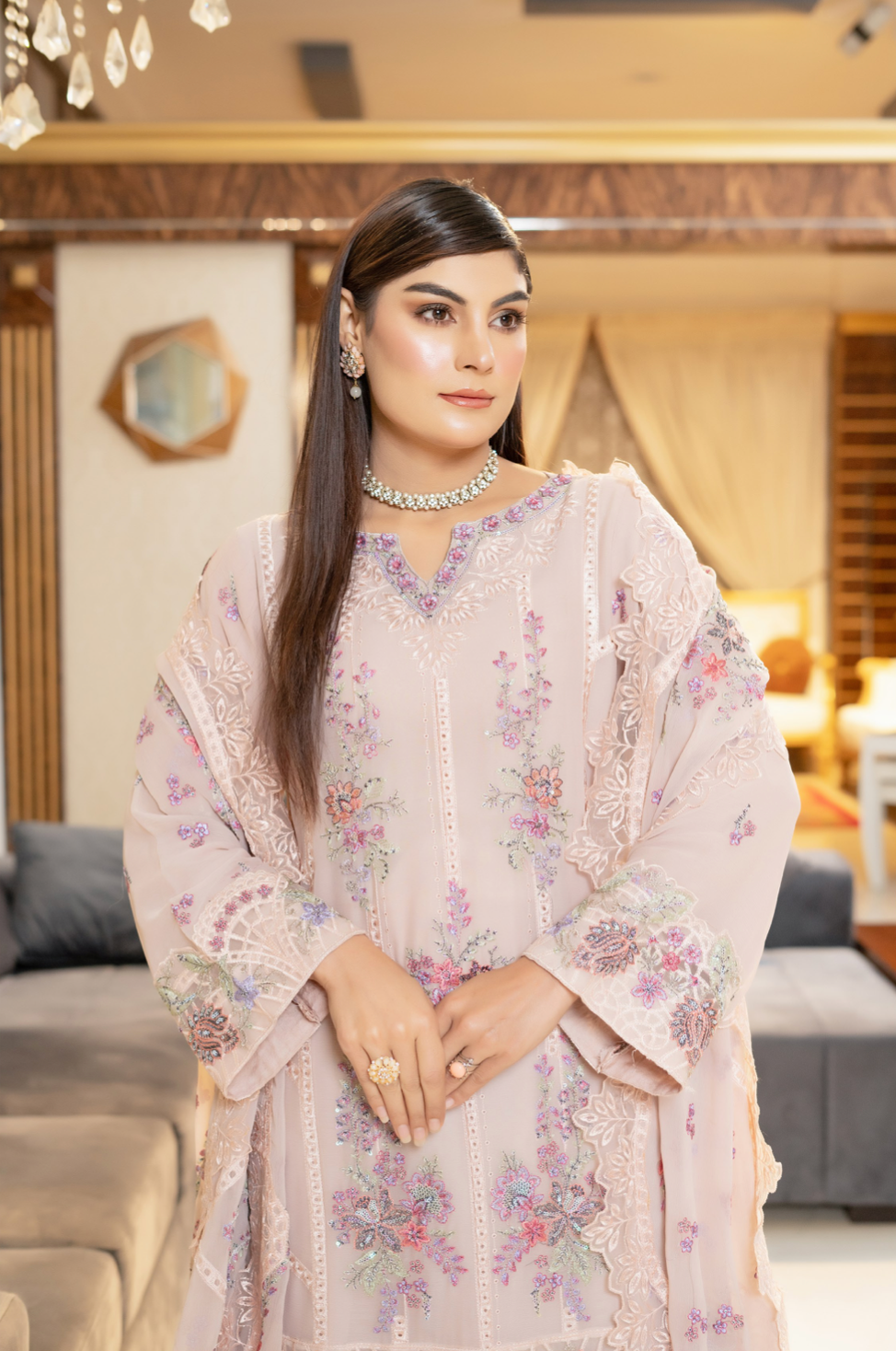 Nude Munira Designer Chiffon Ladies Suit