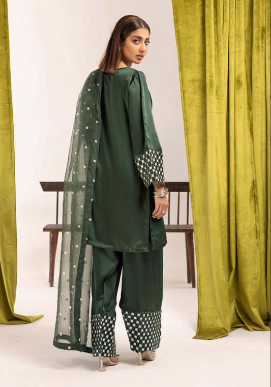 Green 'Shamooz' Silk Ladies Suit