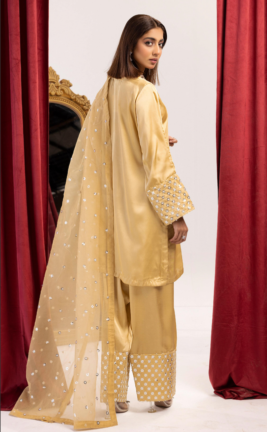 Gold 'Shamooz' Silk Ladies Suit