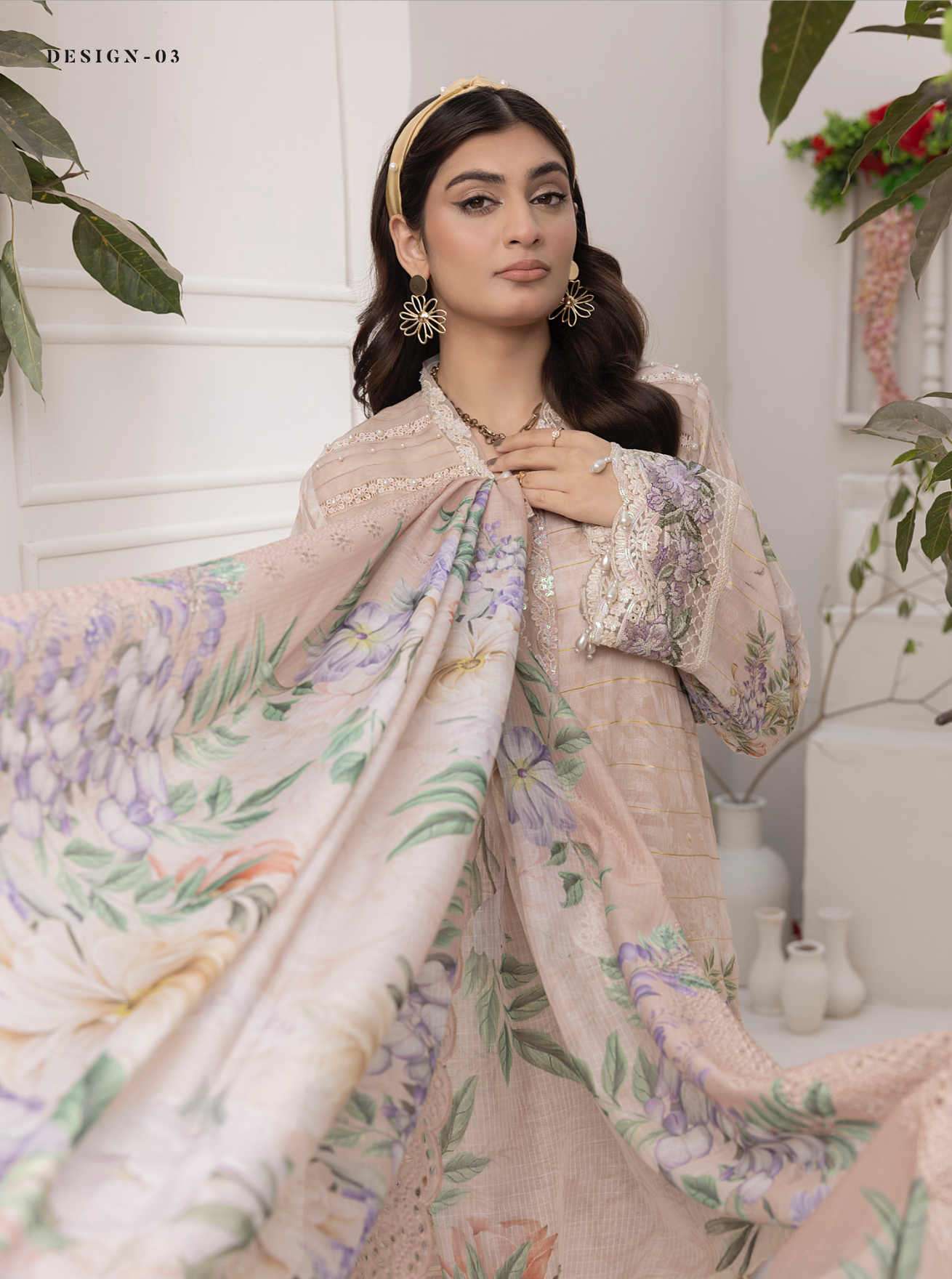 Nude Beige 'Zalea' Jacquard Ladies Suit