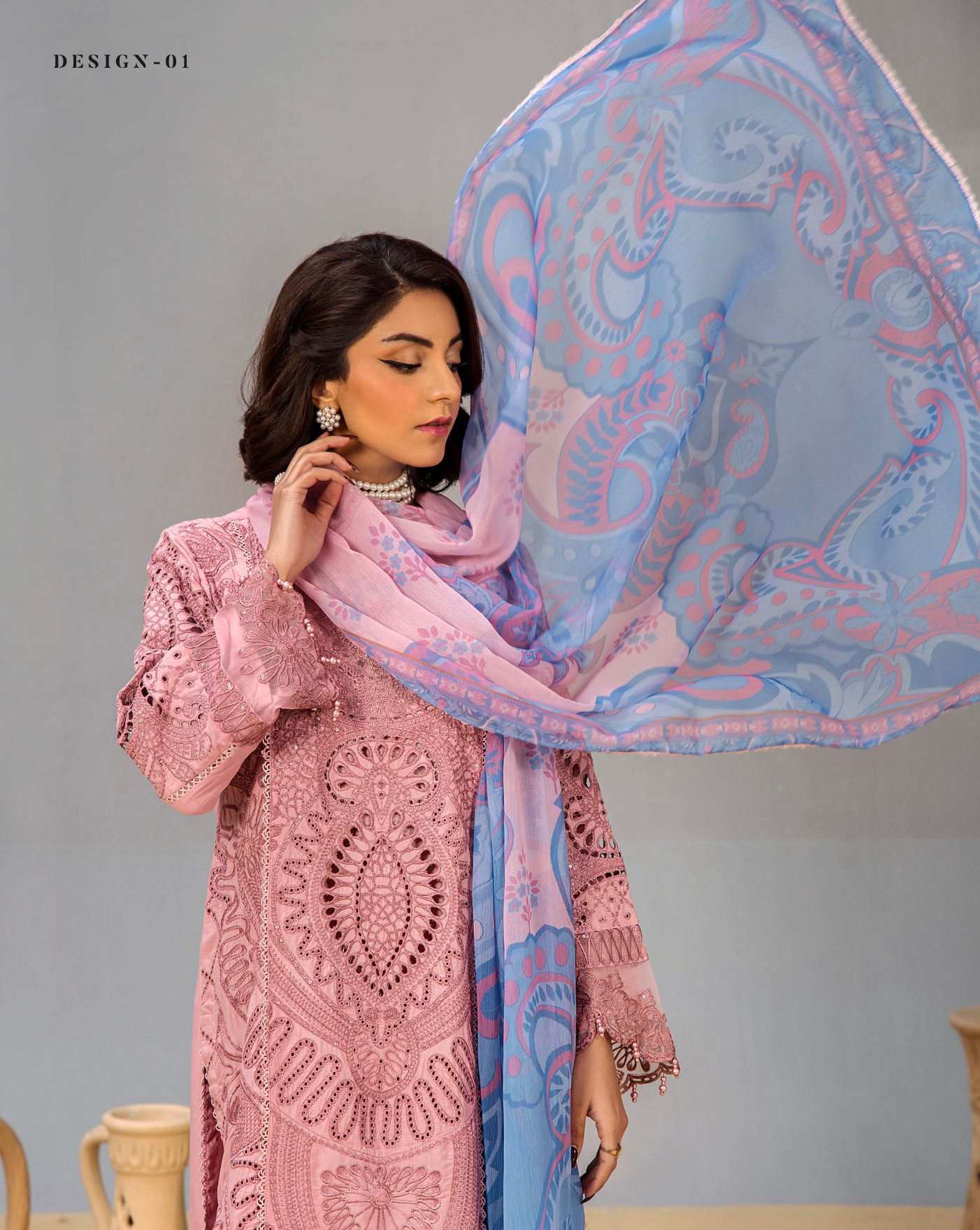 Pink 'Bisma' Linen Ladies Suit