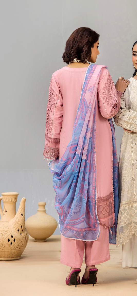 Pink 'Bisma' Linen Ladies Suit