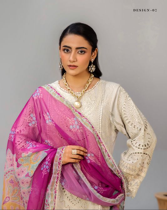 Off White Cream 'Bisma' Linen Ladies Suit