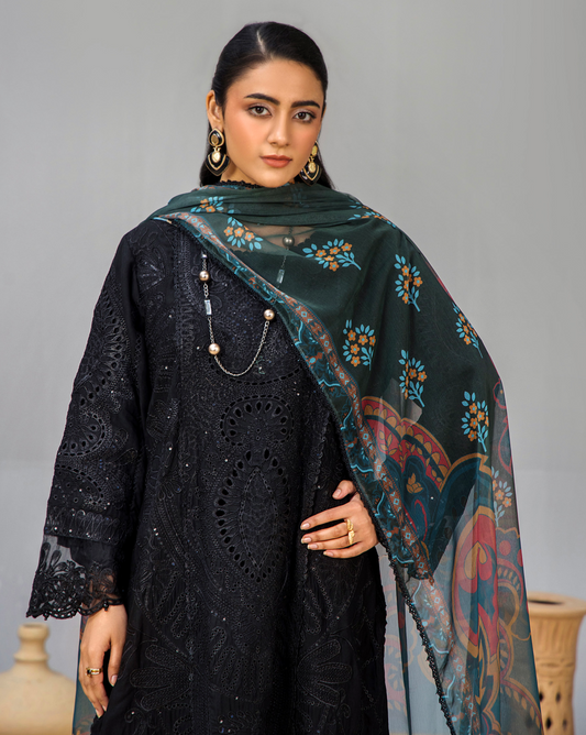 Black 'Bisma' Linen Ladies Suit