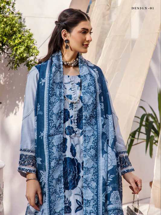 Light Blue Grey 'Maham' Viscose Ladies Suit